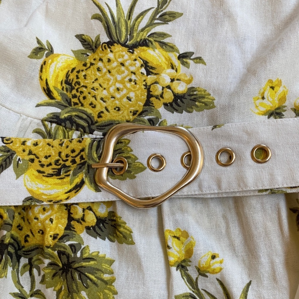 TAHARI Pineapple Linen Blend Pineapple Strapless Midi Dress 8 NWT - Picture 14 of 14